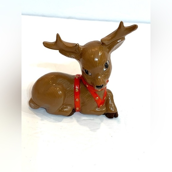 Vintage Christmas Ceramic Reindeer Figurine Kitsch Decor Handpainted - Picture 1 of 5